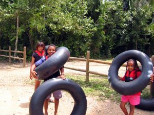 Belize cave tubing for young children