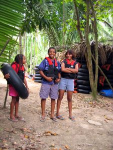 Family cave tubing in belize